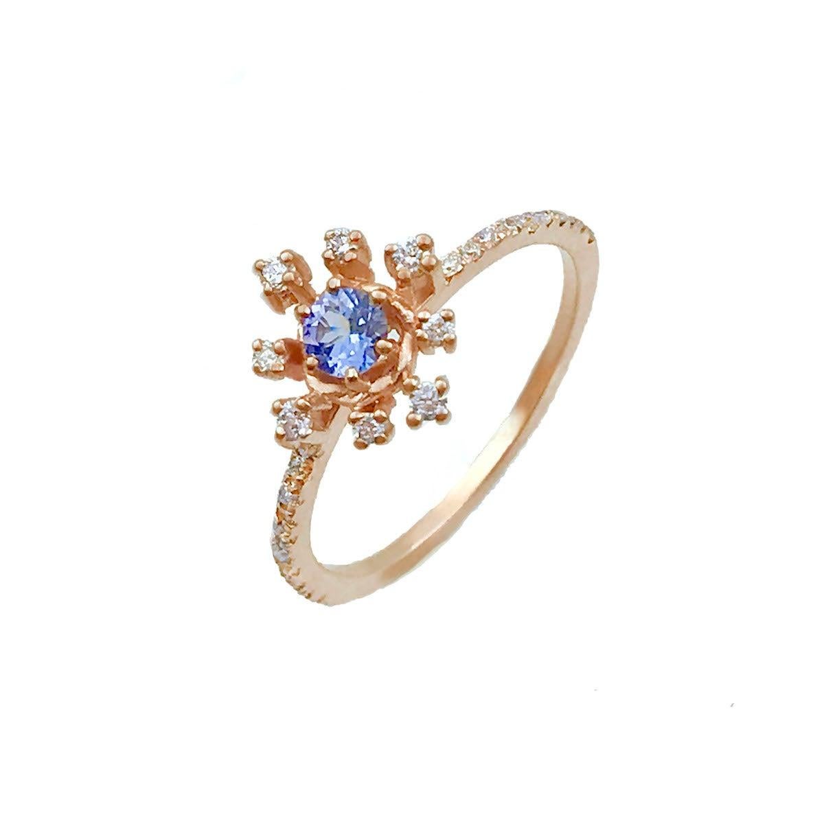 For Sale:  Scilla Dee Blue Sapphire and Diamond Star Ring 18 Karat 11