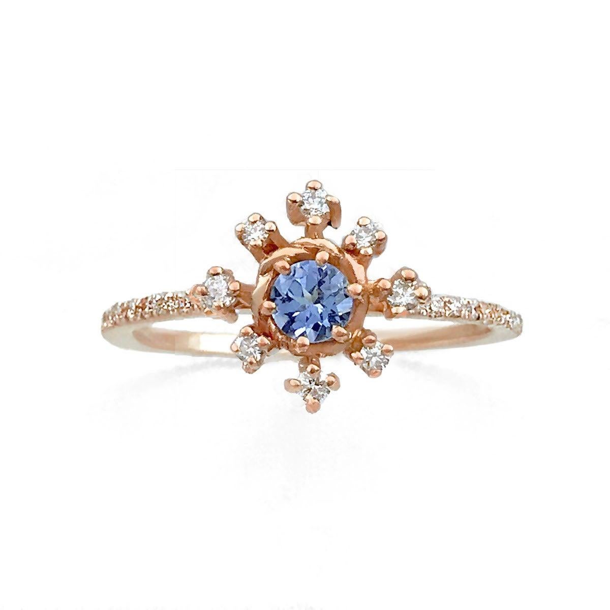 For Sale:  Scilla Dee Blue Sapphire and Diamond Star Ring 18 Karat 14