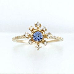 Scilla Dee Blue Sapphire and Diamond Star Ring 18 Karat