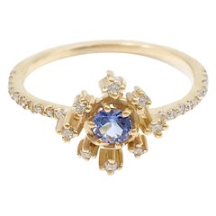 Scilla Dee Blue Sapphire and Diamond Star Ring 18 Karat