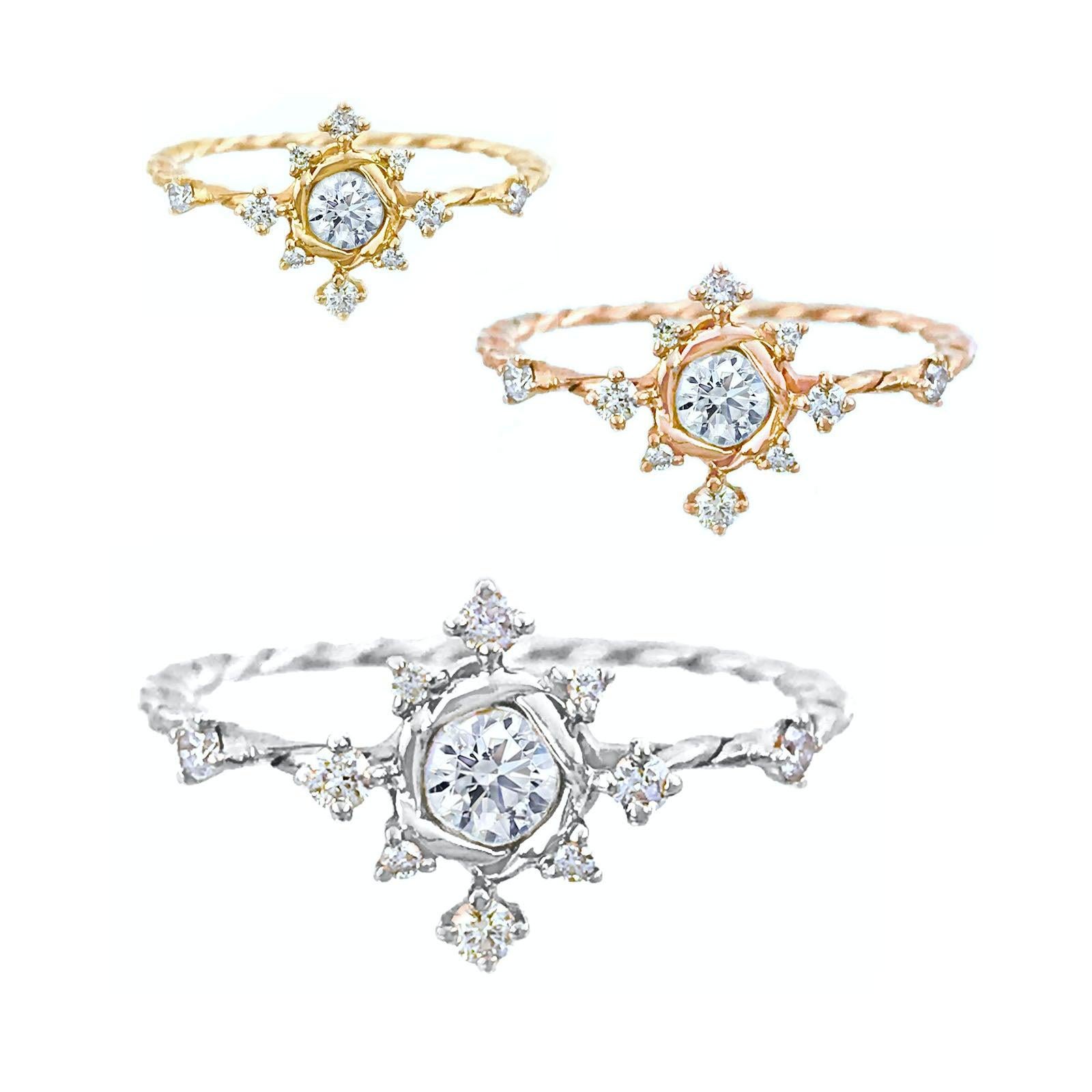 For Sale:  Scilla Diamond Star Twist Ring 18 Karat 4