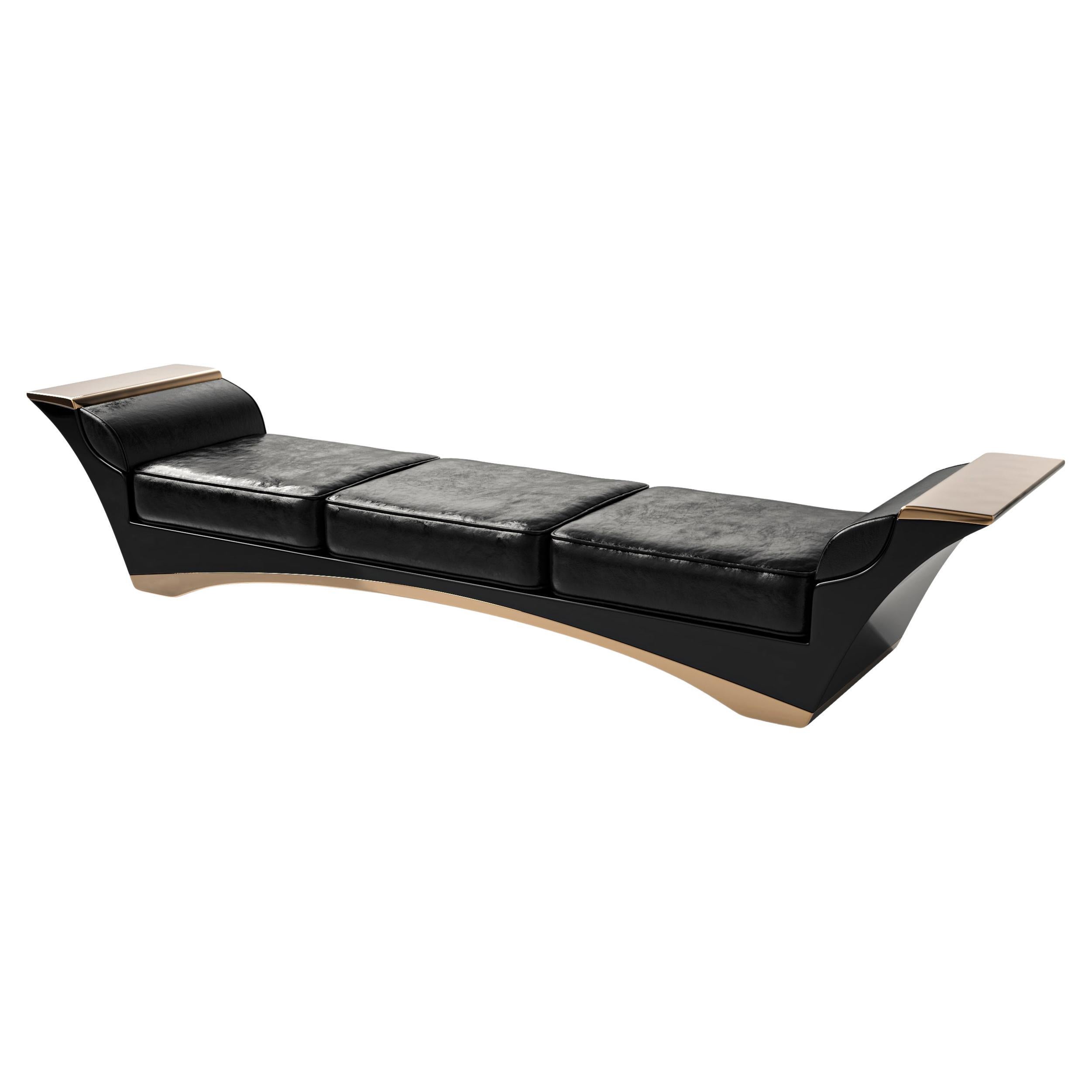 "Scintilla" Daybed with Stainless Steel and Bronze Details, Handmade, Istanbul