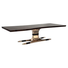 "Scintilla" Dining Table with Bronze and Live Edge Top, Handmade, Istanbul