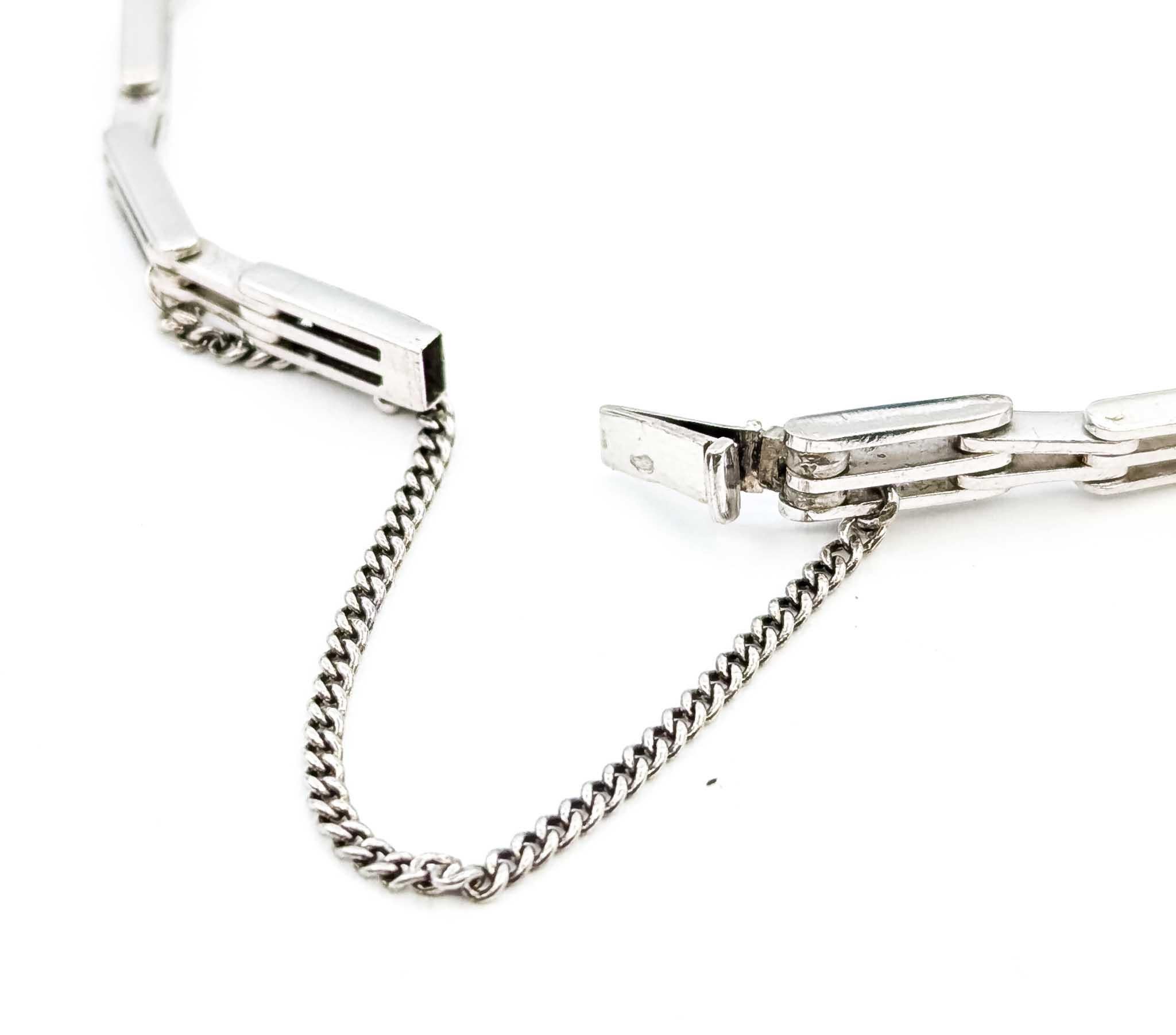 Scintillating Diamond and Synthetic Sapphire Bracelet Crafted in 14k White Gold For Sale 2