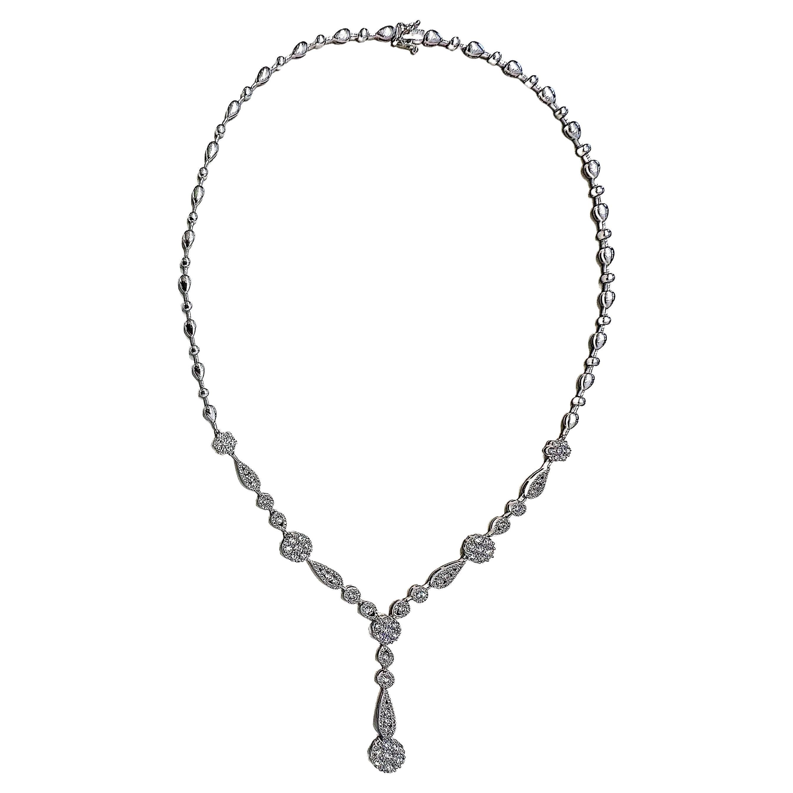 Scintillating Modern 18K White Gold Diamond Fashion Necklace with Drop In Good Condition For Sale In Palm Beach, FL