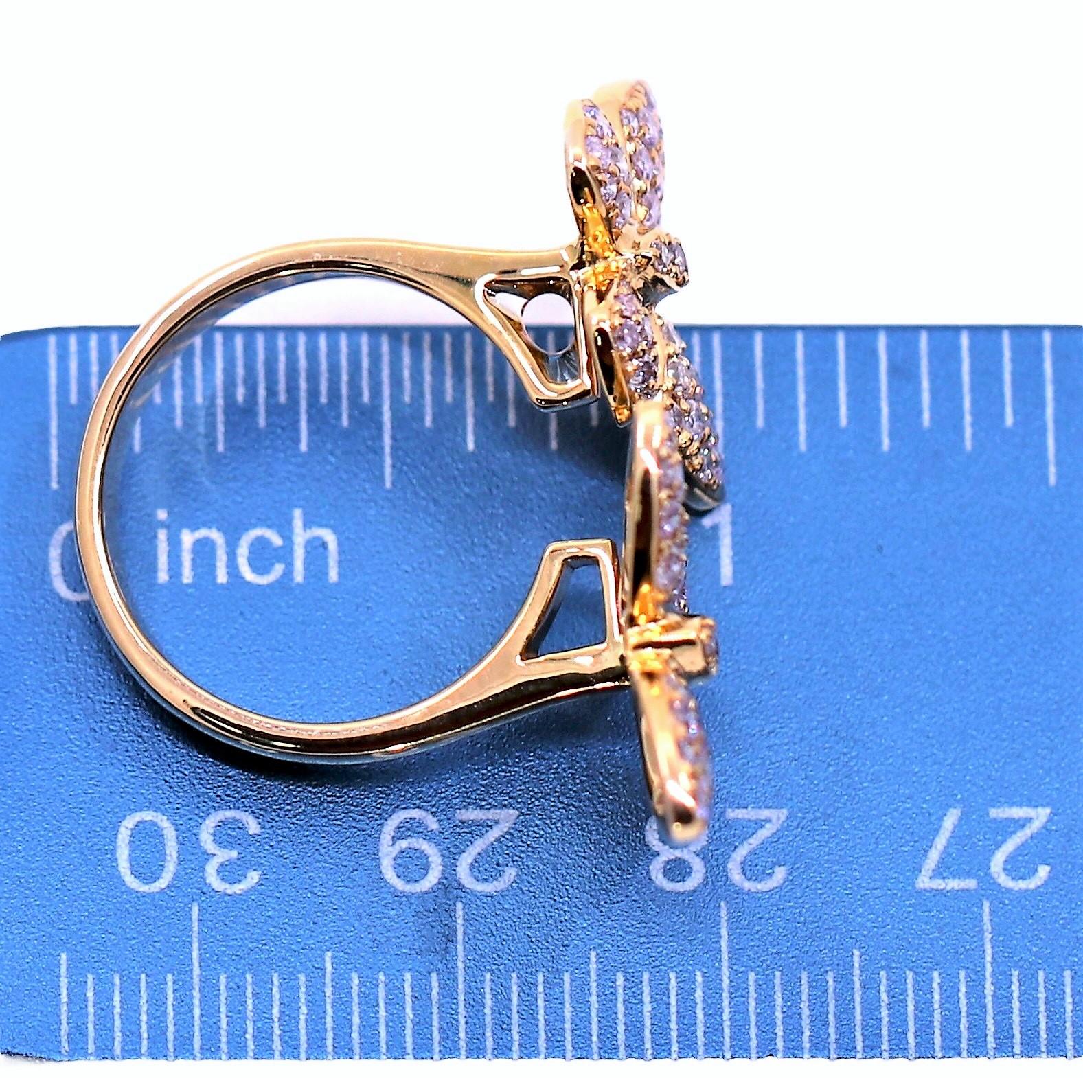 Doppelter Schmetterlingsring aus 18 Karat Roségold mit funkelnden rosa Diamanten im Zustand „Gut“ in Palm Beach, FL