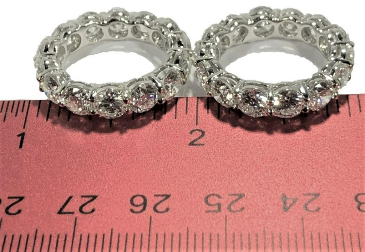 Brilliant Cut Matched Pair of Platinum Common Prong Set Eternity Bands 11.86Ct Total Weight