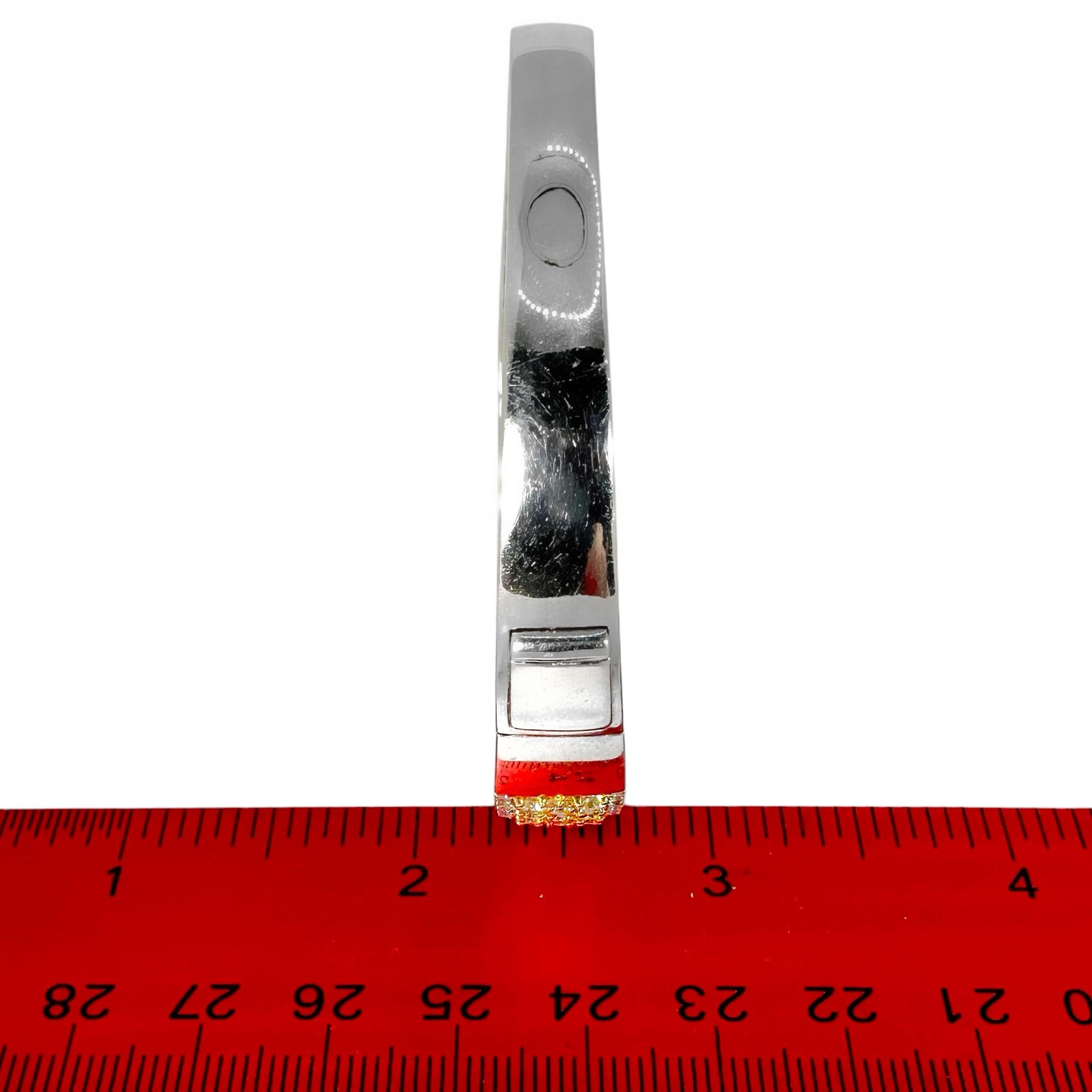 Bracciale Bangle con diamanti bianchi e gialli scintillanti in oro bianco 18 carati in vendita 3