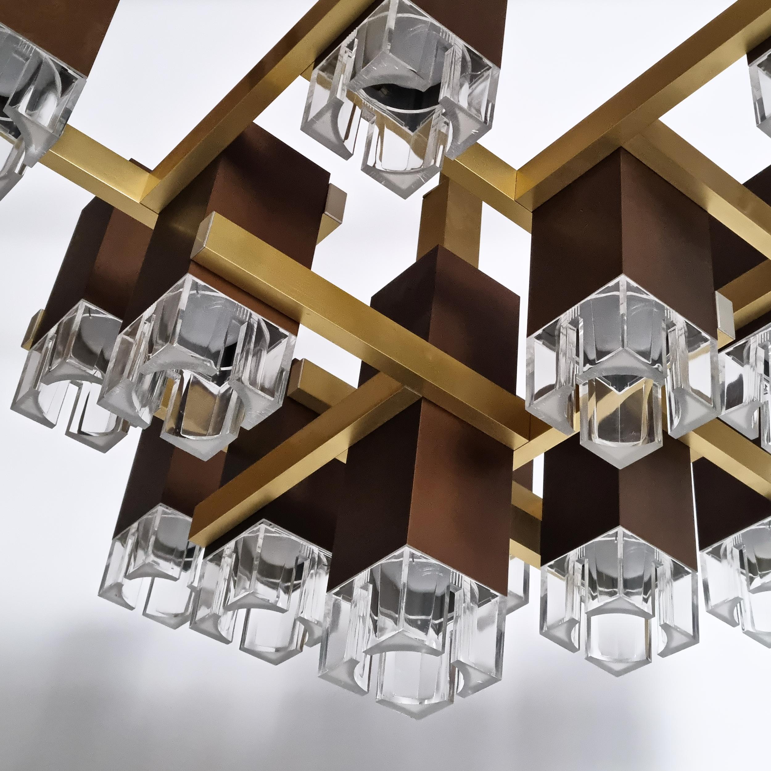 Aluminum Sciolari 15 Cubic Chandelier, Italia, 1970s