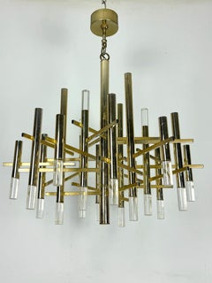Sciolari 15 lights slight gilded chrome and perspex Chandelier model Ice, Italy