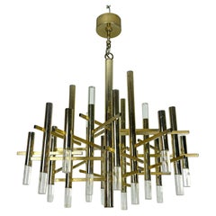 Sciolari 15 lights slight gilded chrome and perspex Chandelier model Ice, Italy