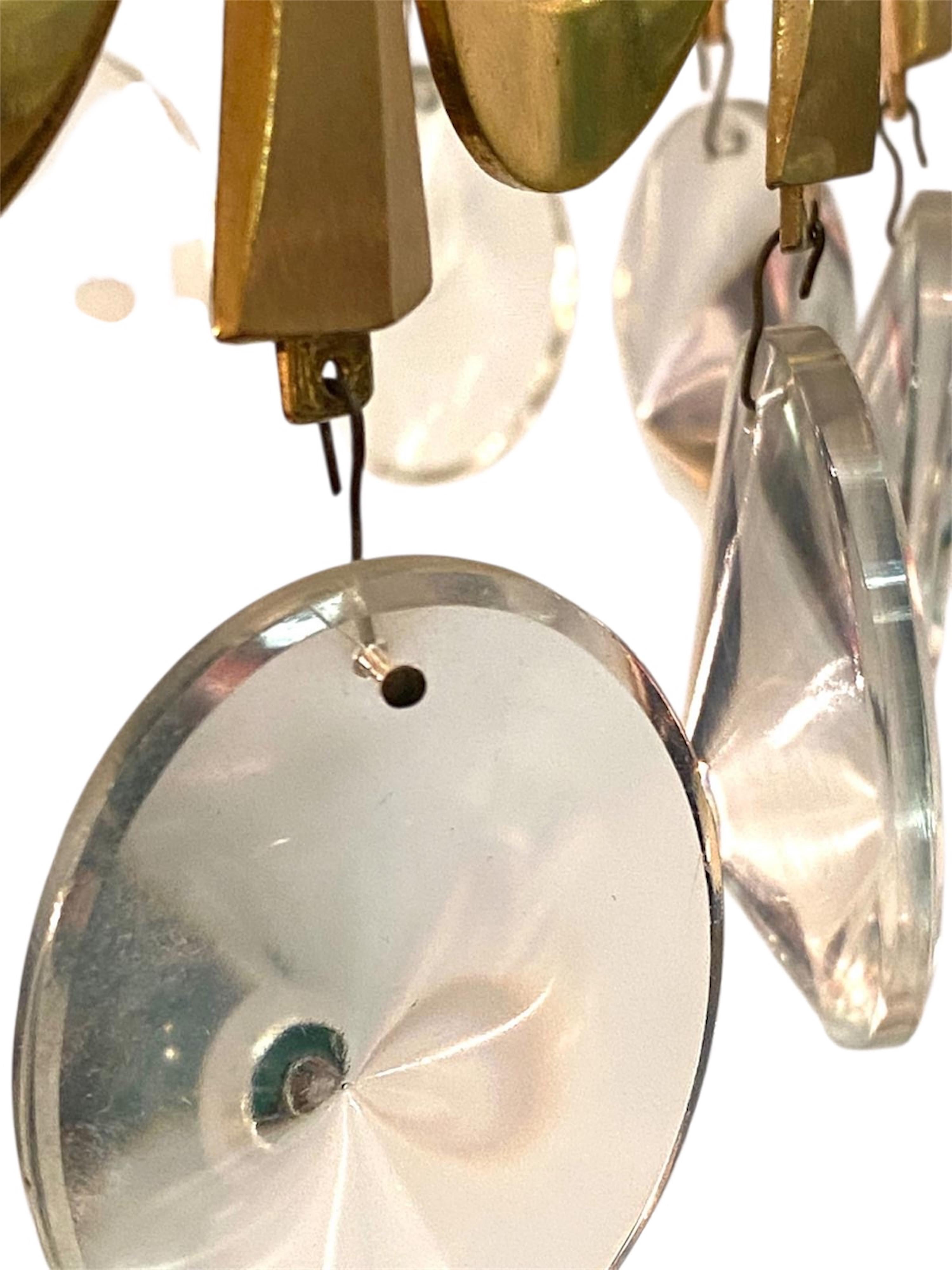 Lampadario Sciolari 1960 in cristallo e placca d'oro In condizioni buone in vendita a Montclair, NY