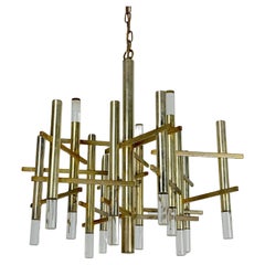 Sciolari 9 lights slight gilded chrome and perspex Chandelier model Ice, Italy 6