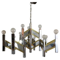 Sciolari Brass and Chrome 15 Bulb Chandelier