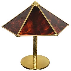 Sciolari Brass and Faux Tortoise Lucite Table Lamp Vintage, Italy, 1970s