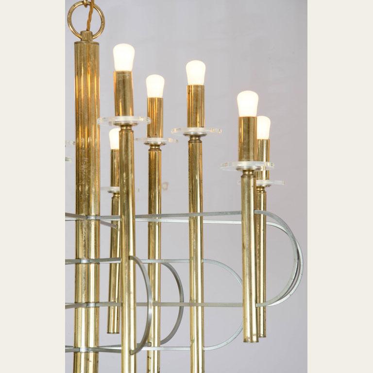 Sciolari Brass and Nickel Sputnik Chandelier by Italy 1960s For Sale 2