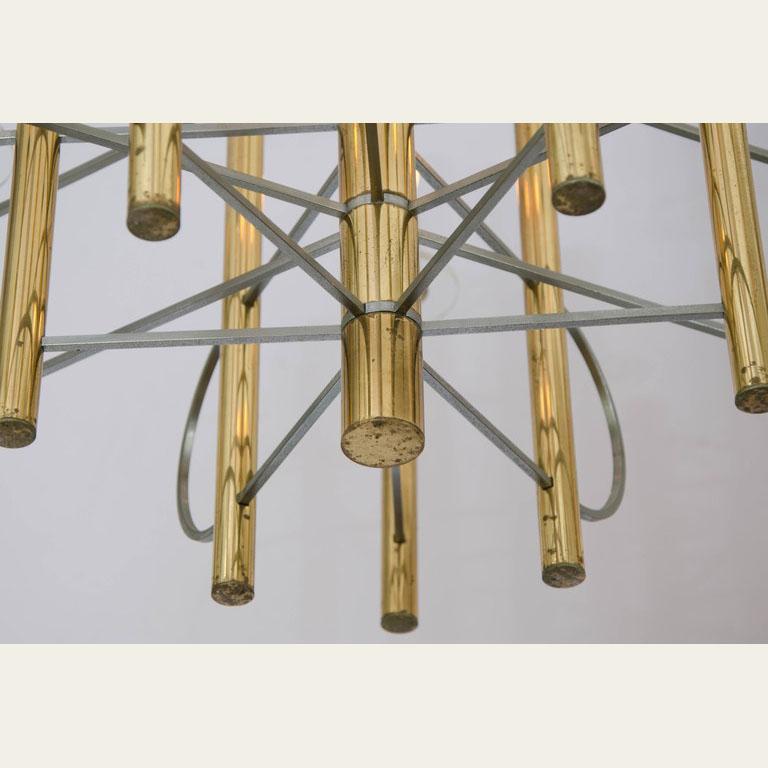 Sciolari Brass and Nickel Sputnik Chandelier by Italy 1960s For Sale 1