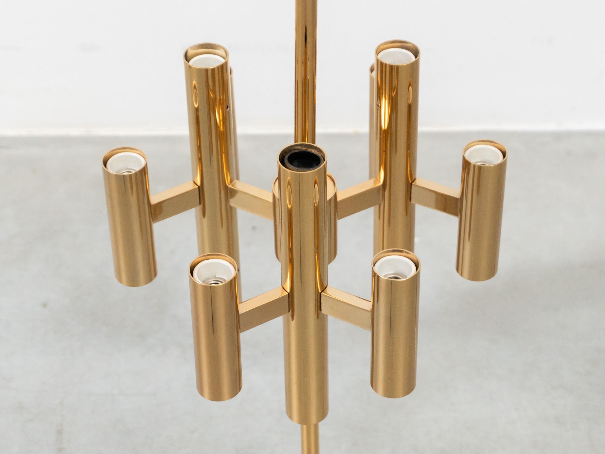 Lámpara de mesa Sciolari de 18 luces en latón dorado para Boulanger, años 70 en venta 3