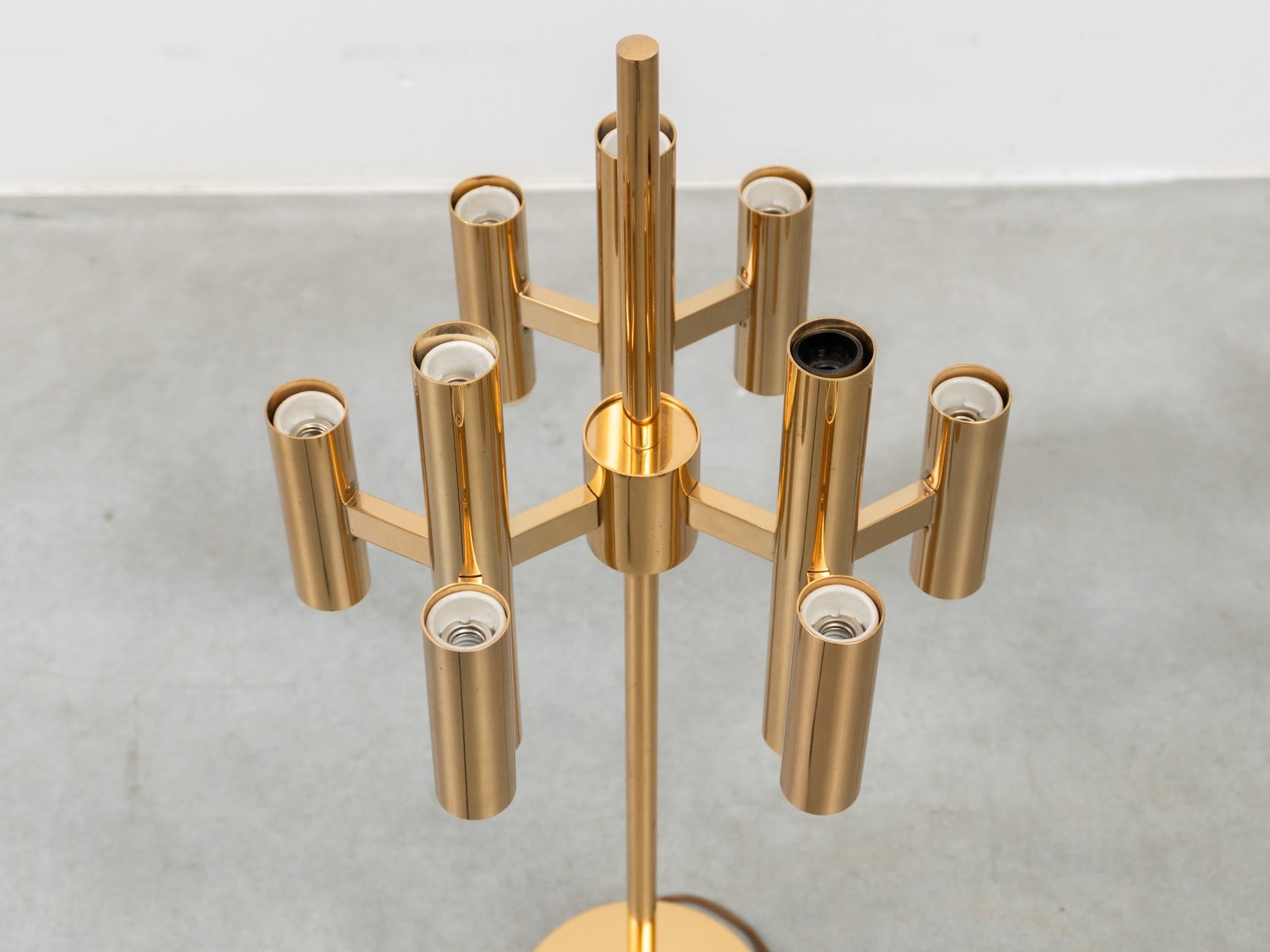 Lámpara de mesa Sciolari de 18 luces en latón dorado para Boulanger, años 70 en venta 5