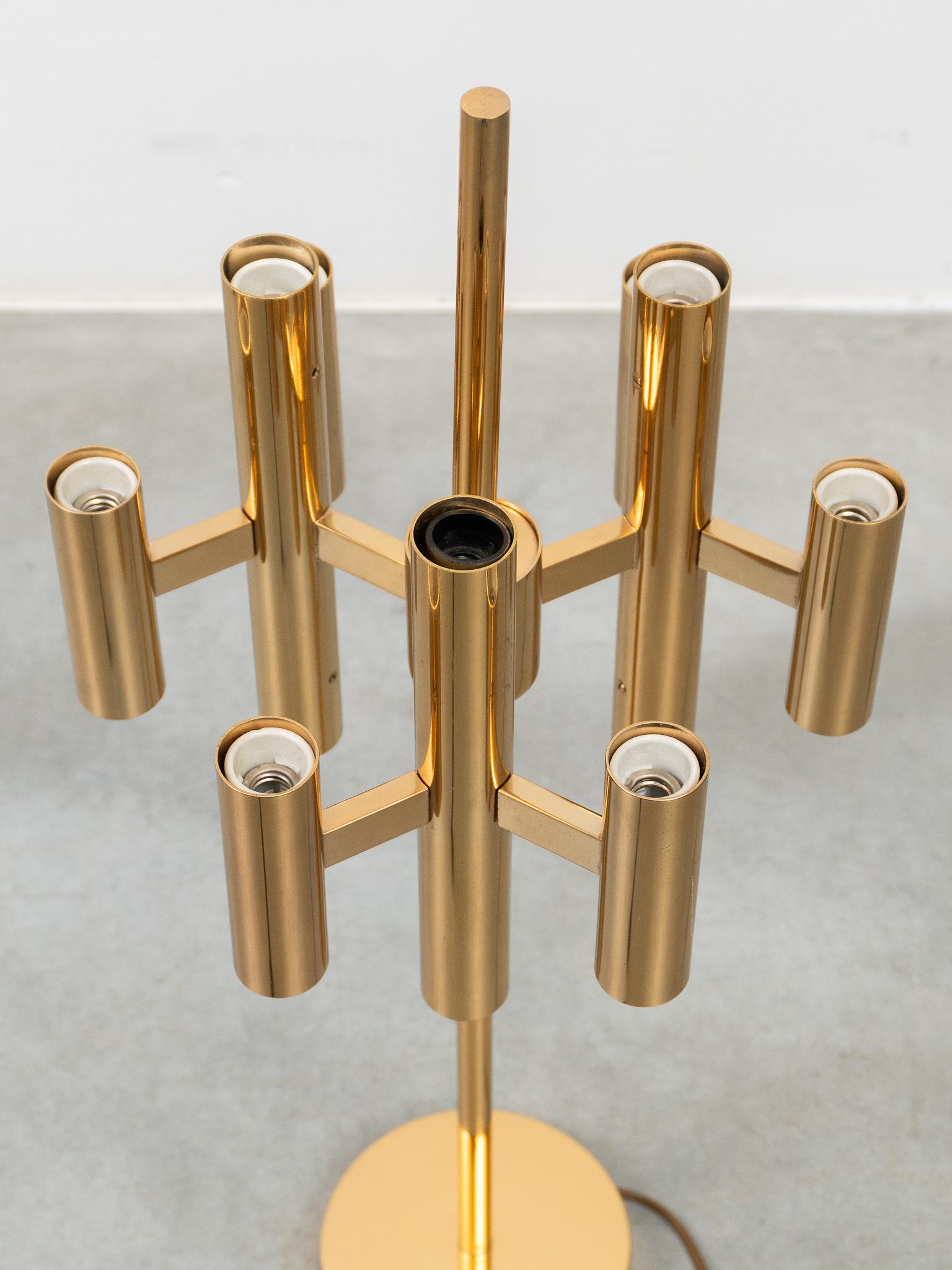 Lámpara de mesa Sciolari de 18 luces en latón dorado para Boulanger, años 70 en venta 7