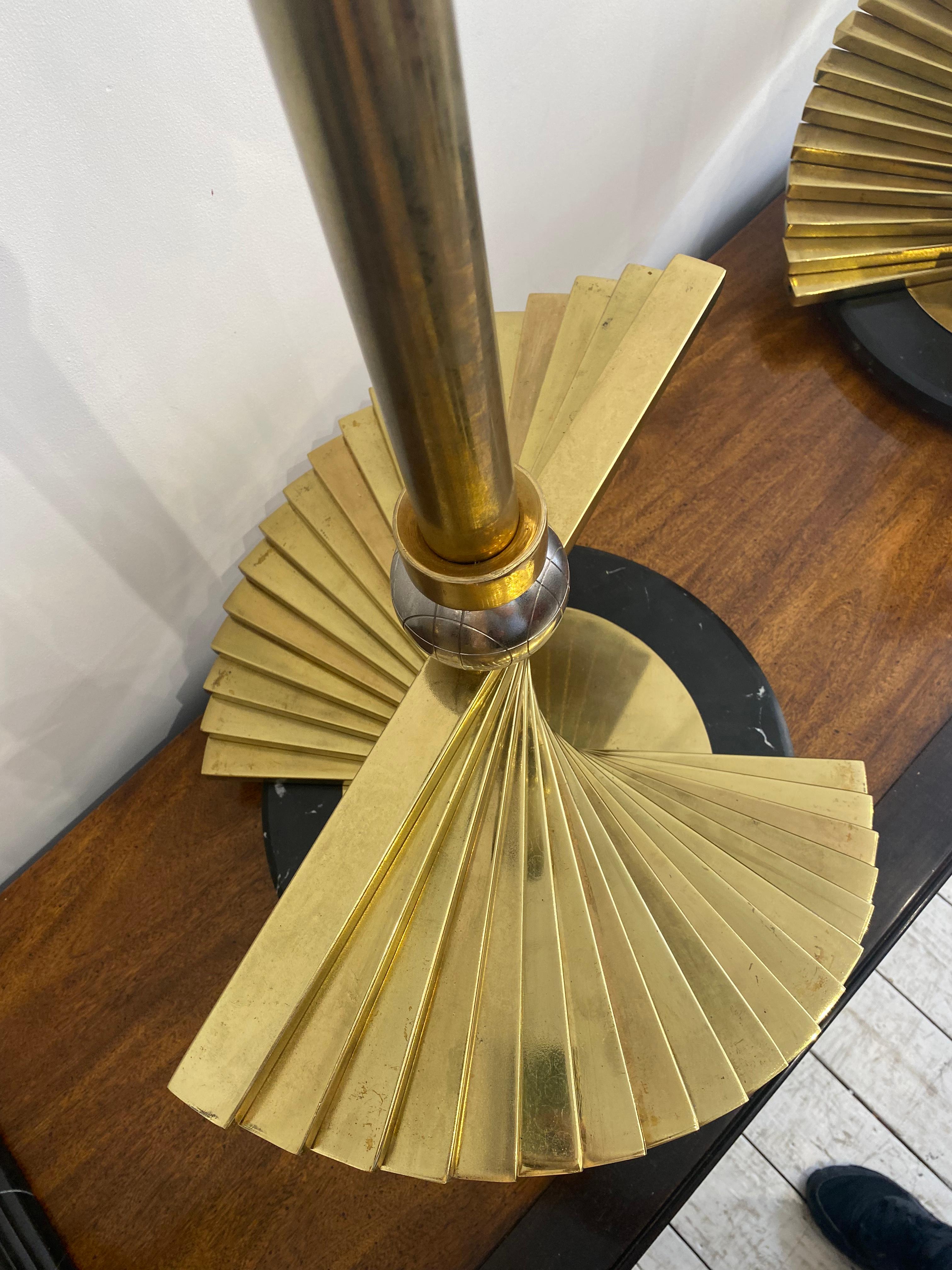 Sciolari Latón Mármol XXL Lámparas de Mesa Estilo Crespi Años 70 Hollywood Regency Italia en venta 5