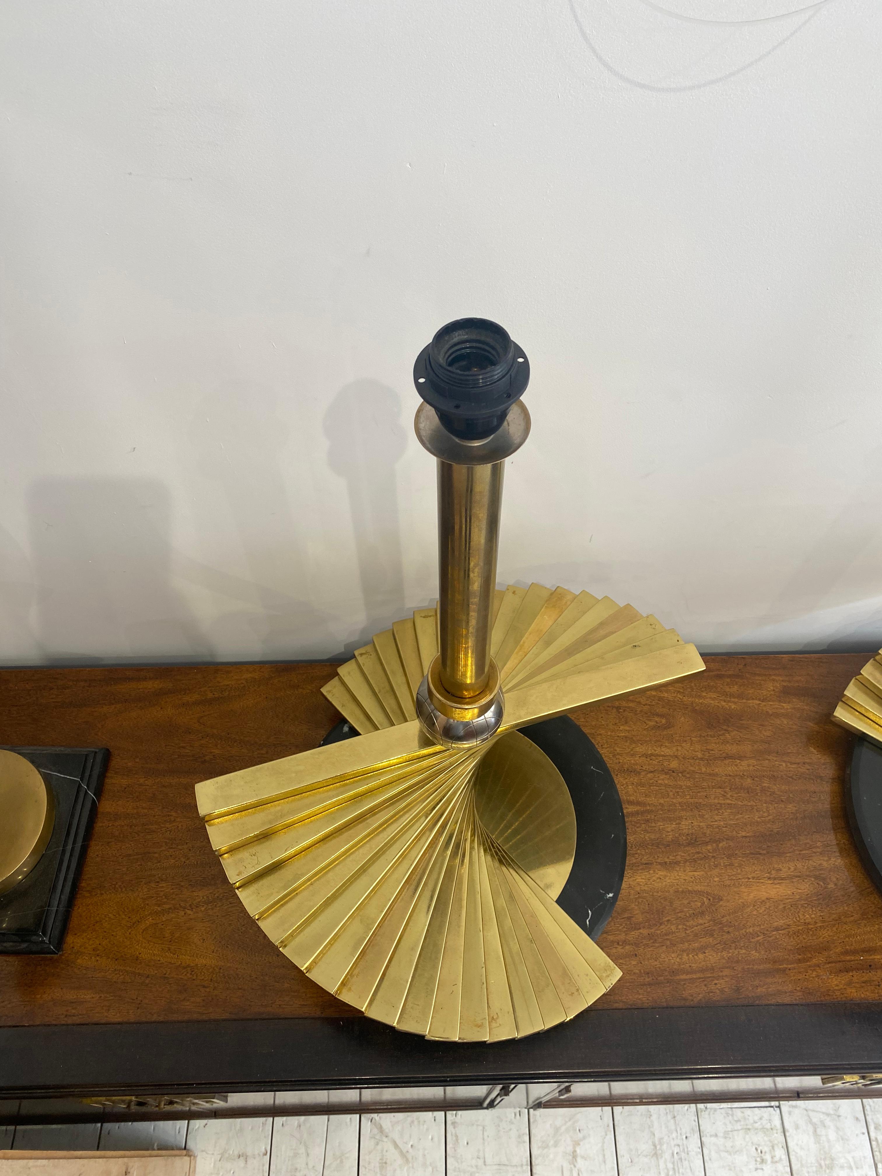 Sciolari Latón Mármol XXL Lámparas de Mesa Estilo Crespi Años 70 Hollywood Regency Italia en venta 6
