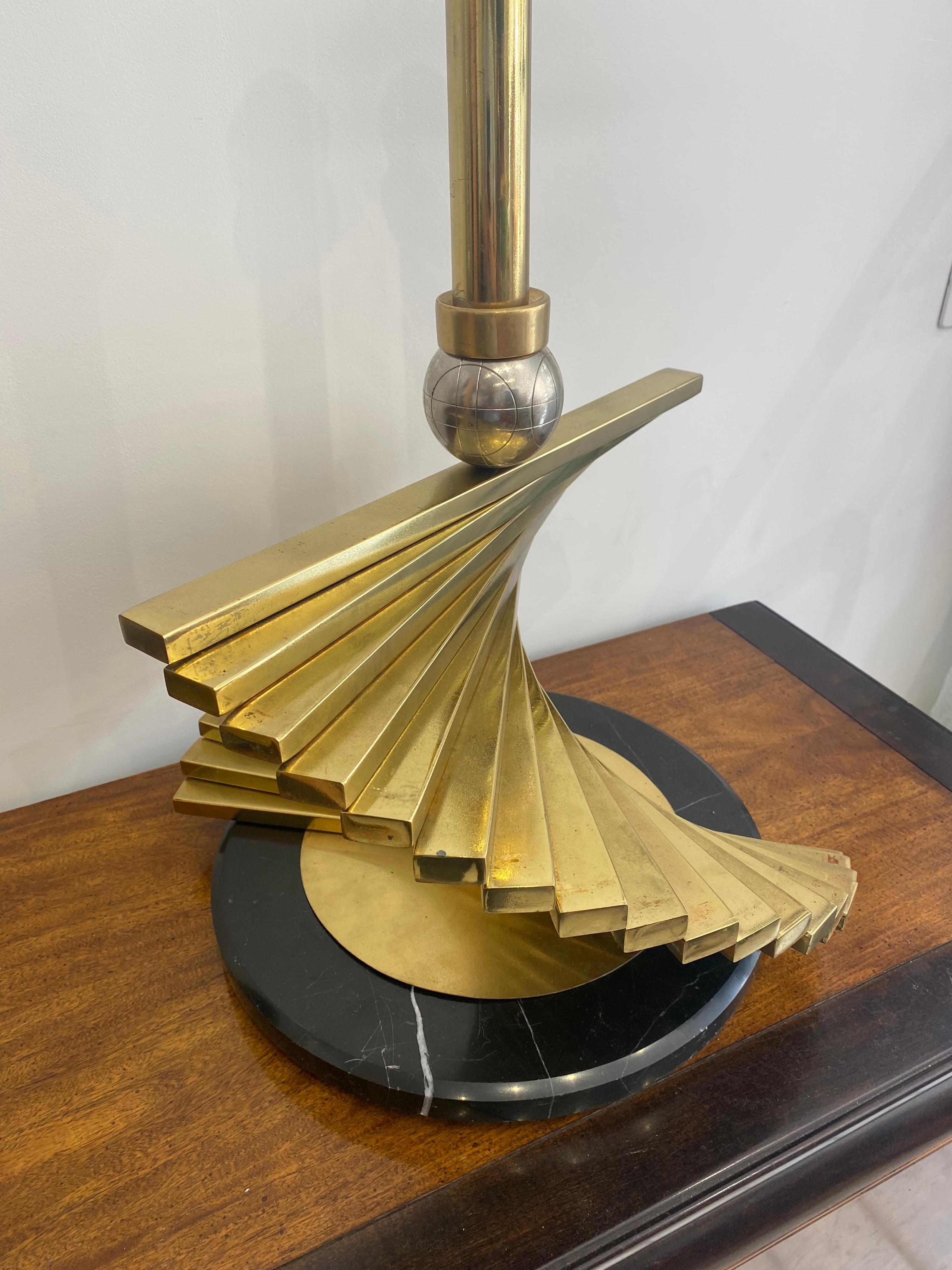 Sciolari Latón Mármol XXL Lámparas de Mesa Estilo Crespi Años 70 Hollywood Regency Italia finales del siglo XX en venta