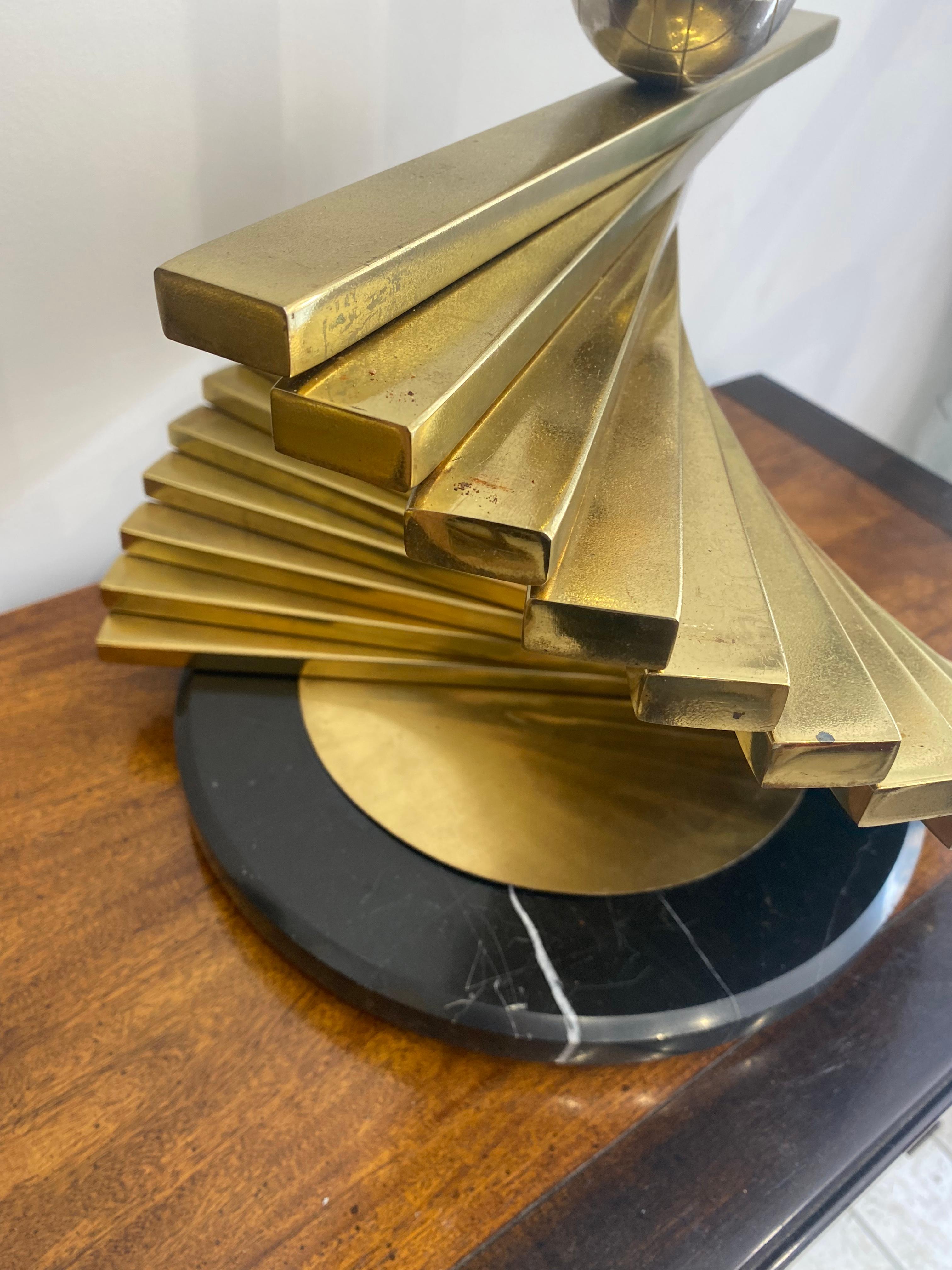Sciolari Latón Mármol XXL Lámparas de Mesa Estilo Crespi Años 70 Hollywood Regency Italia en venta 3