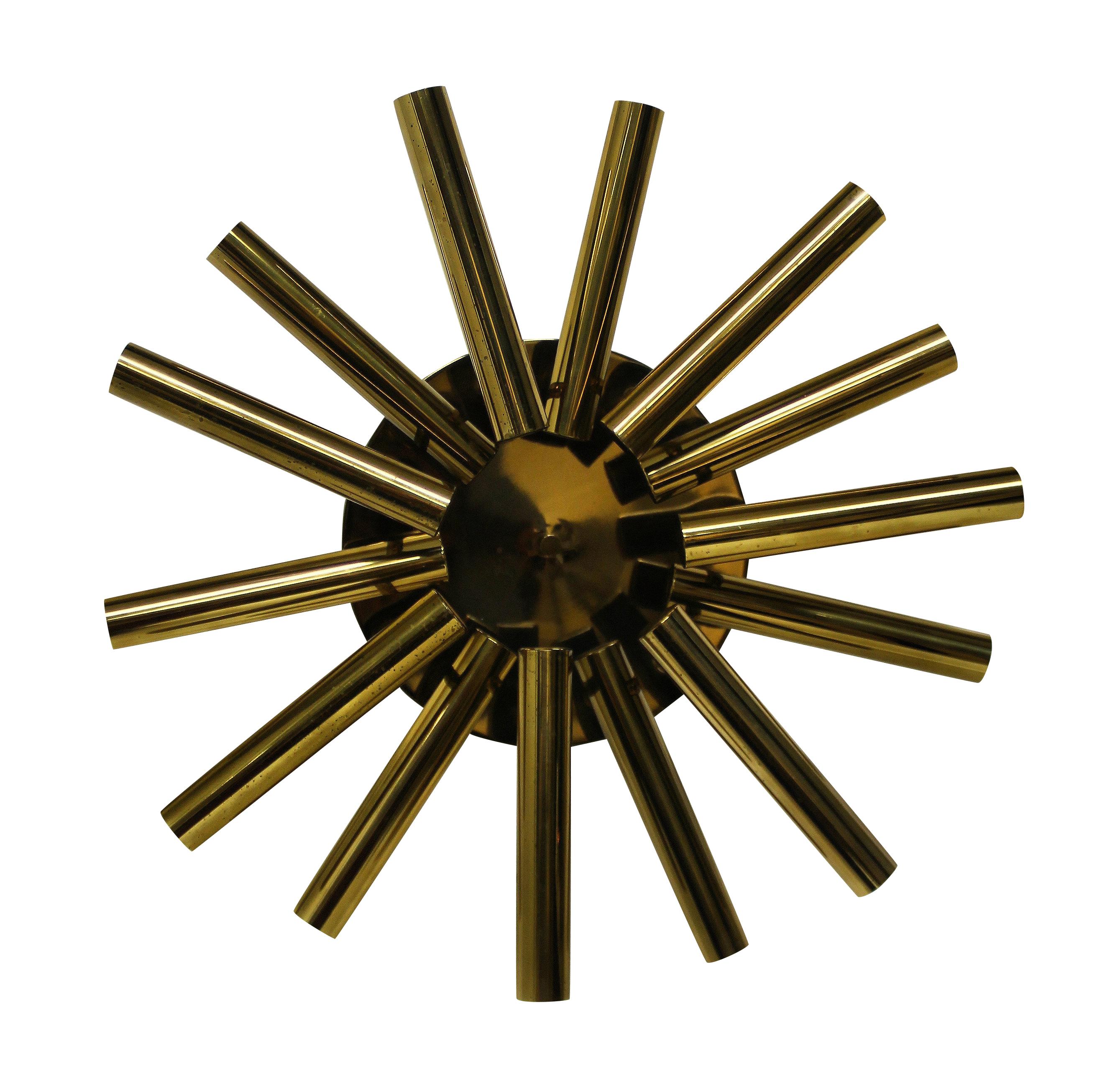 Italian Sciolari Ceiling Light in Gilt Brass