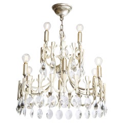 Lustre Sciolari en nickel antique avec cristaux années 1950