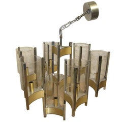 Sciolari Chandelier of Brass, Chrome and Glass