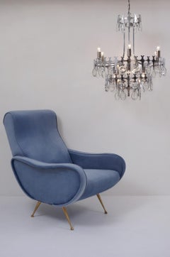 Sciolari chandelier `Ovali` 12 lights, chrome with crystals, circa 1970s