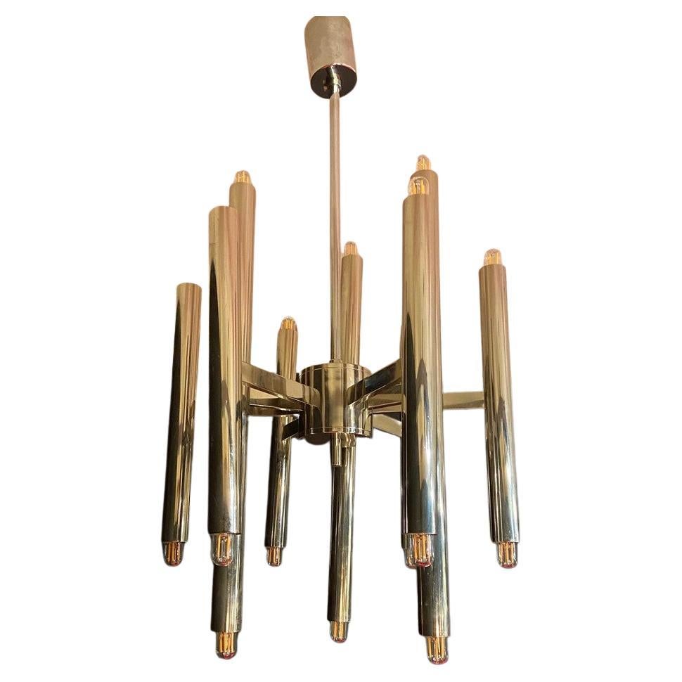 Sciolari Chandelier with 18 Nickel-Colored Lights by Boulanger For Sale