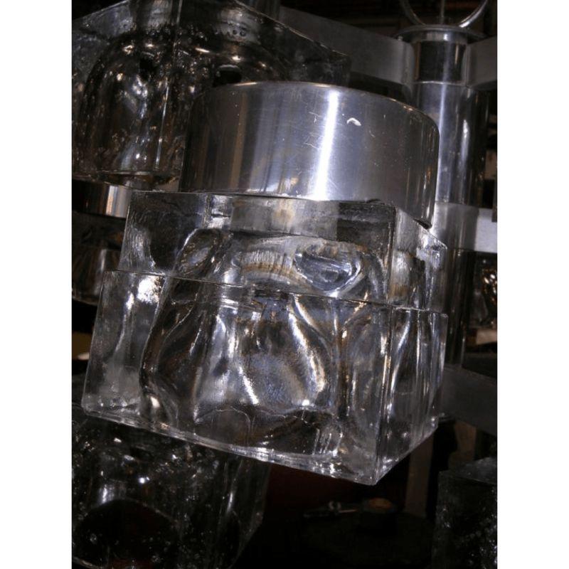Sciolari Chrome and Ice Cube 12 Light Chandelier For Sale 1