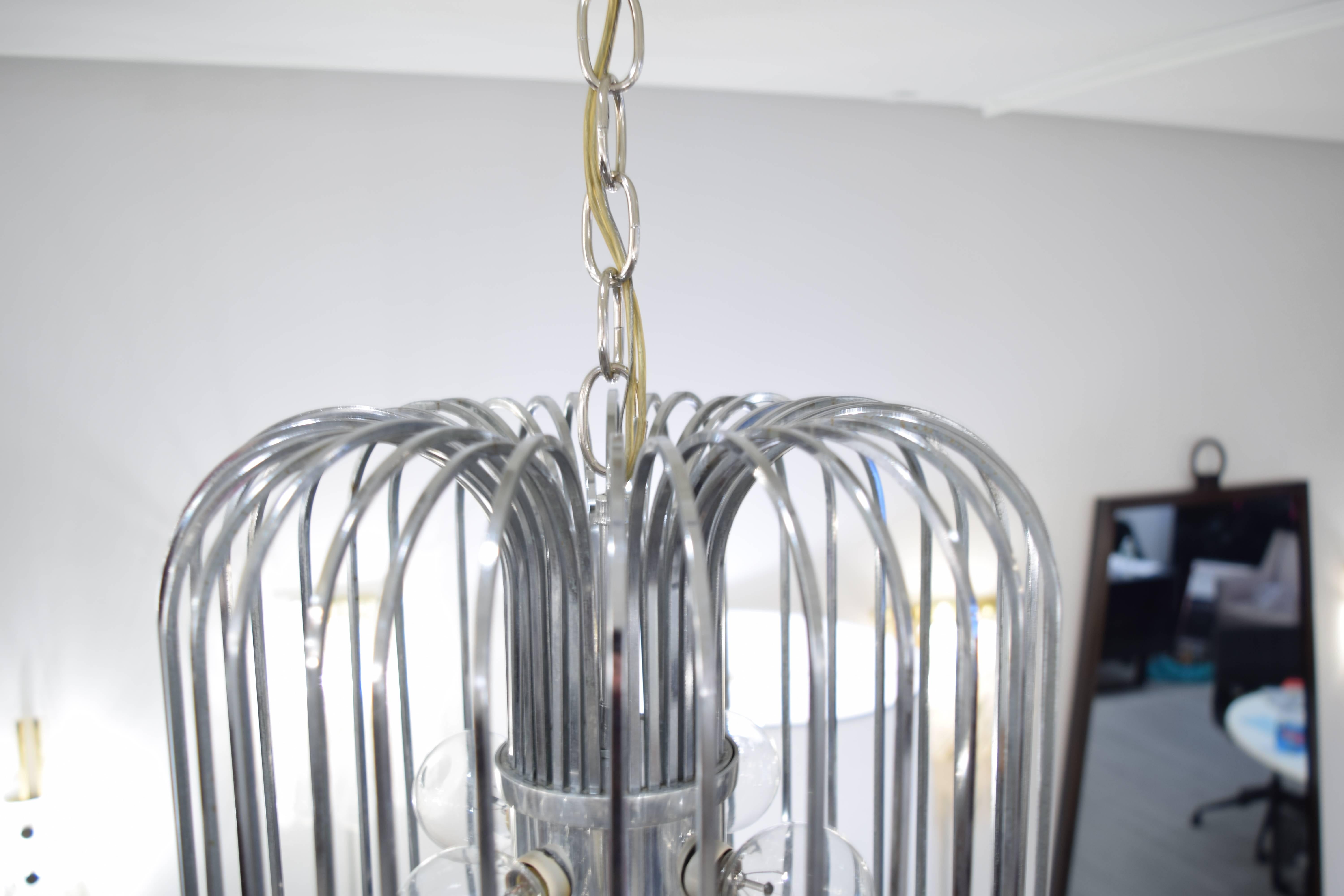 Mid-Century Modern Sciolari Chrome Birdcage Chandelier