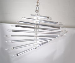 Sciolari Chrome and Lucite 20-Light Chandelier Mid-Century Modern, Italy, 1970