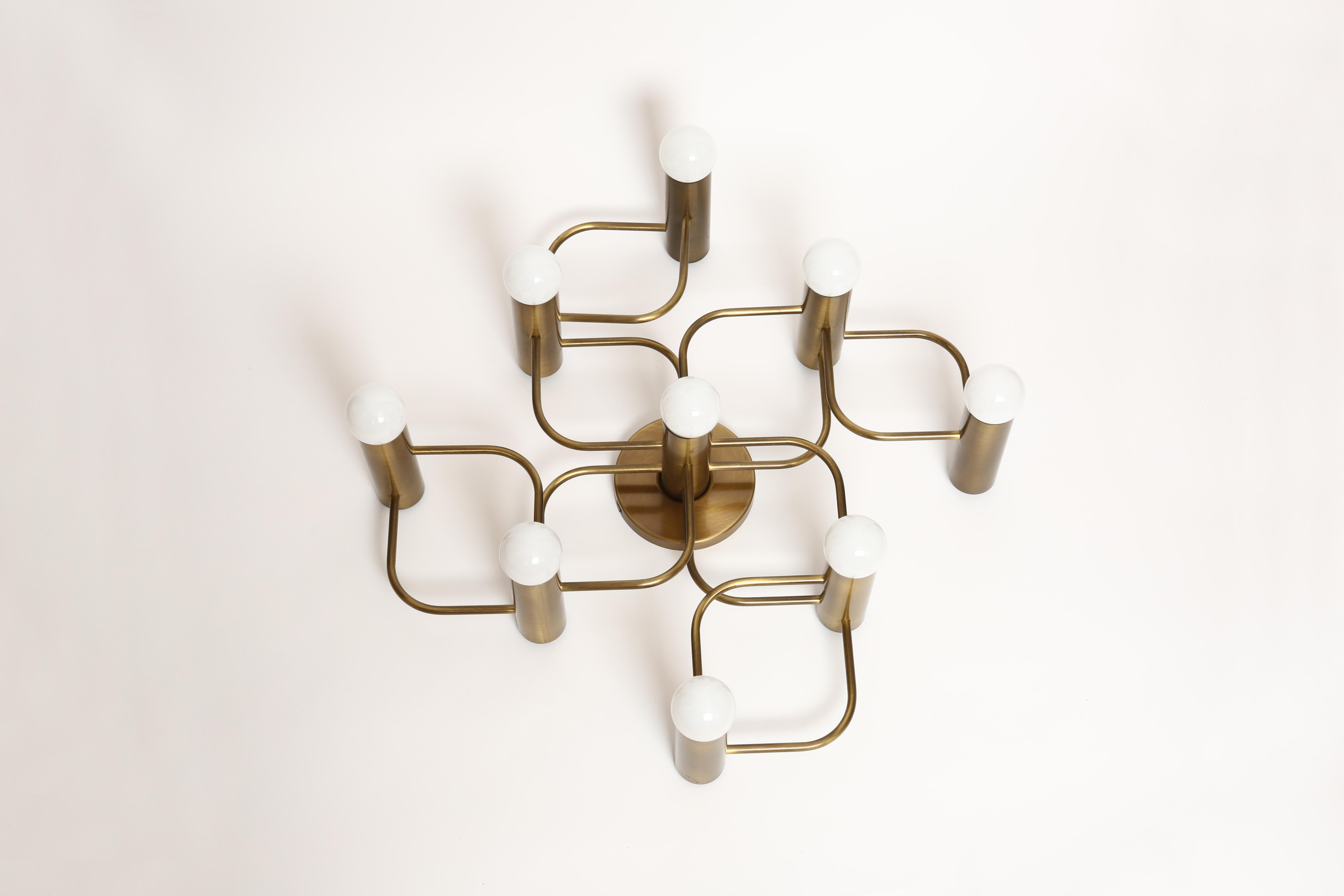 German Sciolari Flushmount by Leola in Brass