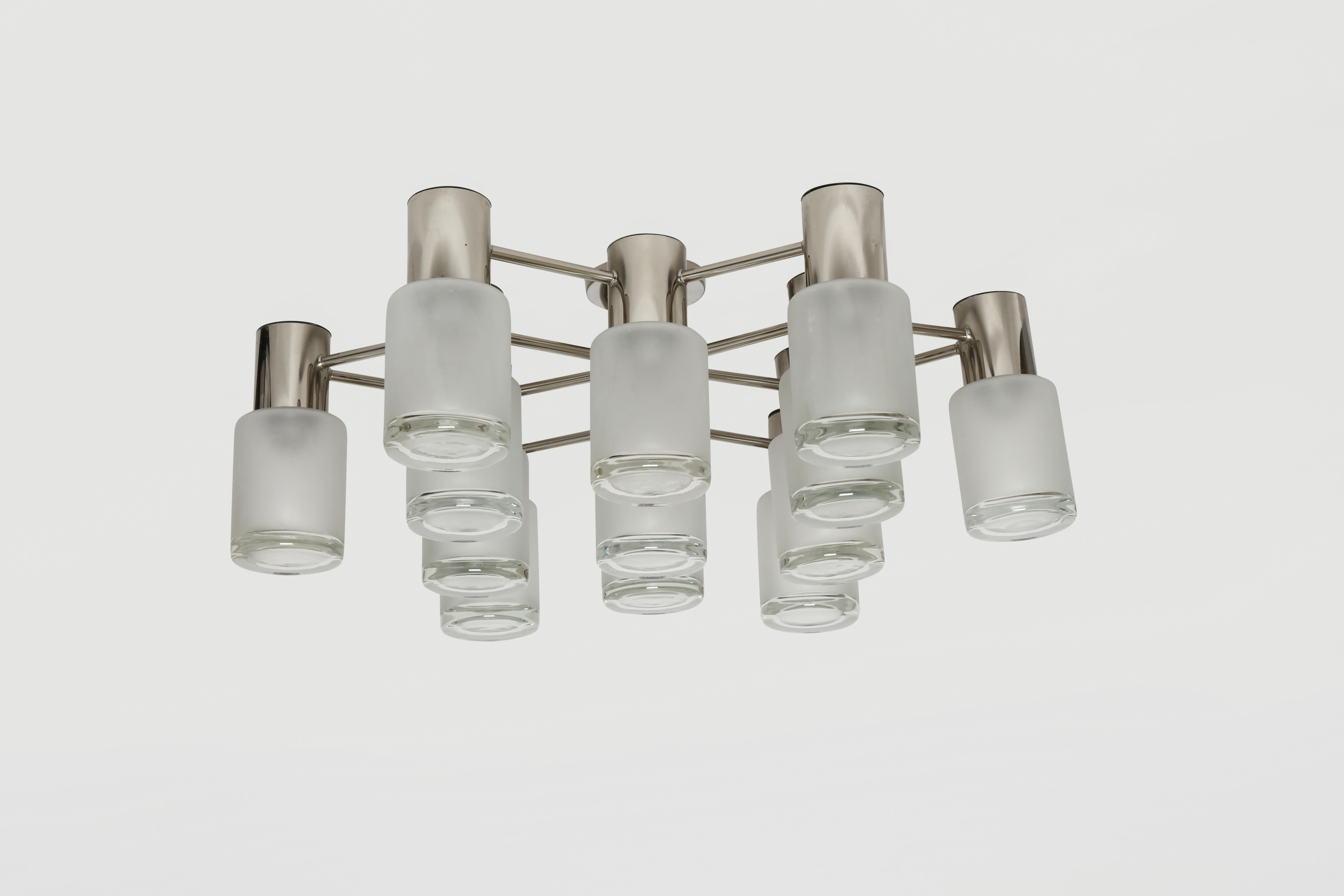 Sciolari Flush Mount by Leola in Chrome, Italie circa 1960s Bon état - En vente à Brooklyn, NY