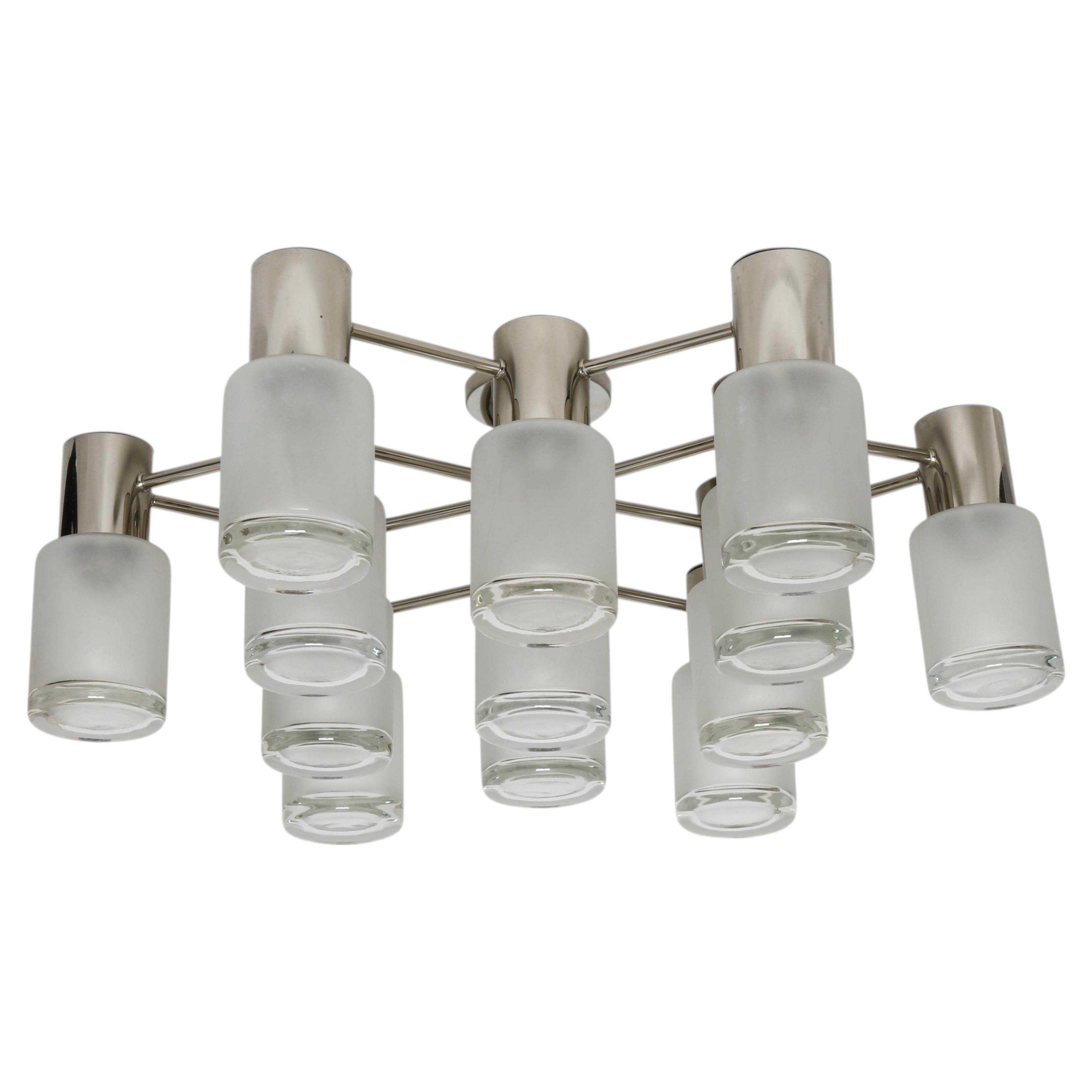 Sciolari Flush Mount by Leola in Chrome, Italy circa 1960s