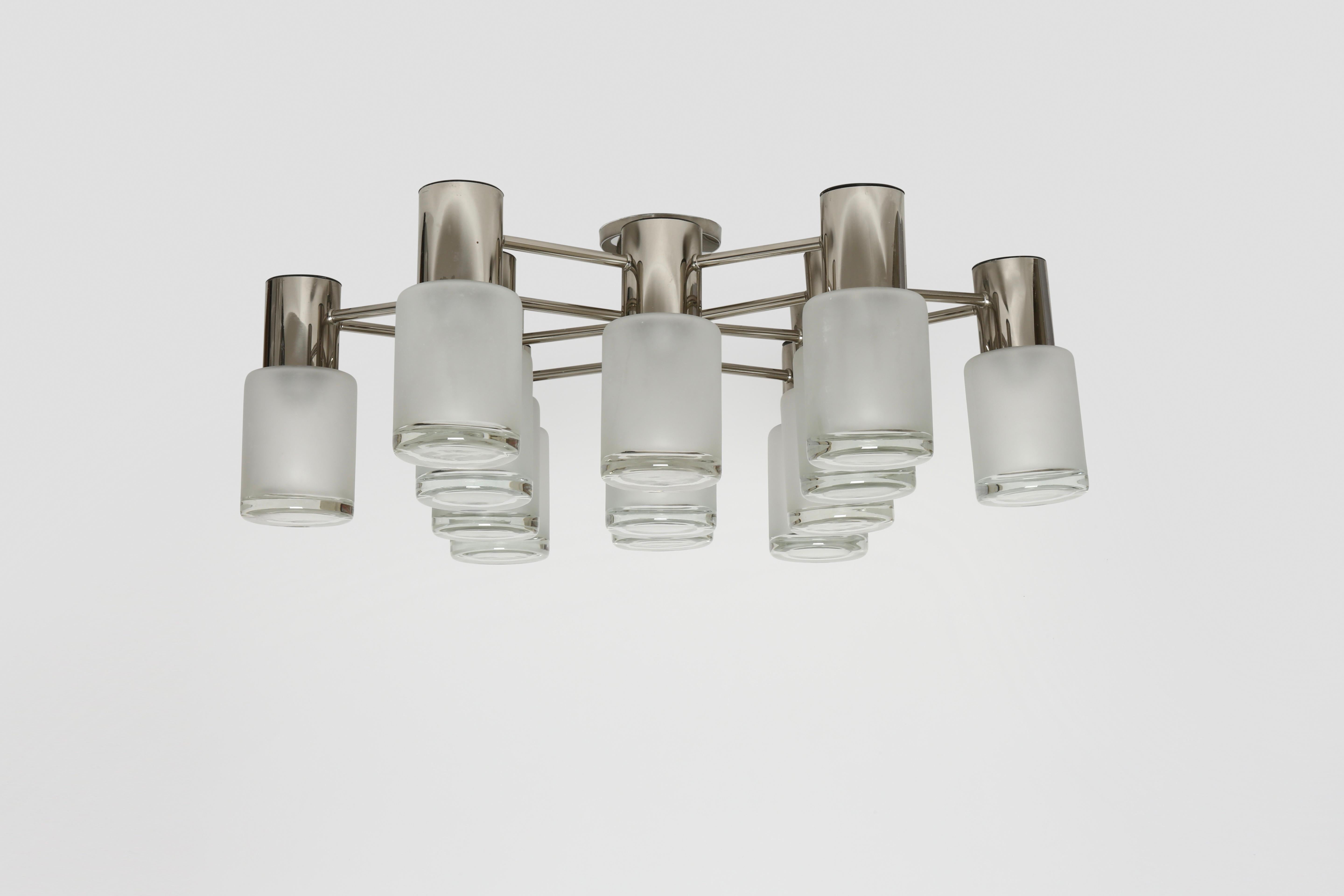 Mid-Century Modern Sciolari Flush Mount by Leola in Chrome, Attributed For Sale