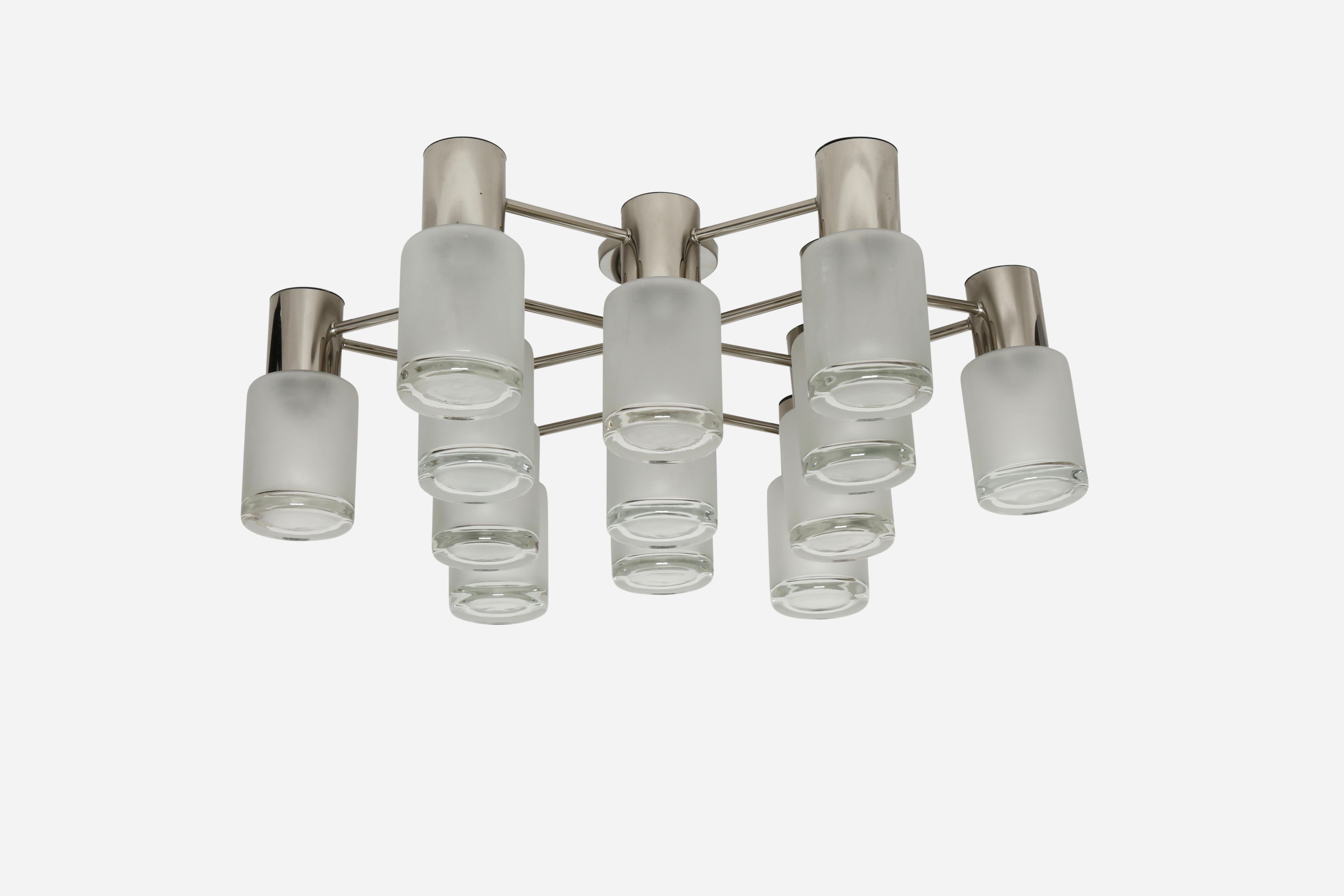 Sciolari Flush Mount by Leola in Chrome, Attributed In Good Condition For Sale In Brooklyn, NY