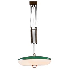 Sciolari for Stilnovo Large Green Metal and White Plexiglass Pendant, Italy