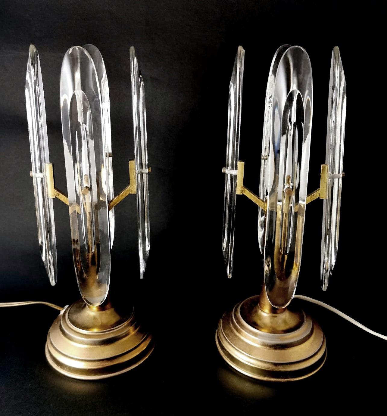 Sciolari Gaetano Pair Of Italian Table Lamps In Brass And Crystal For Sale 5