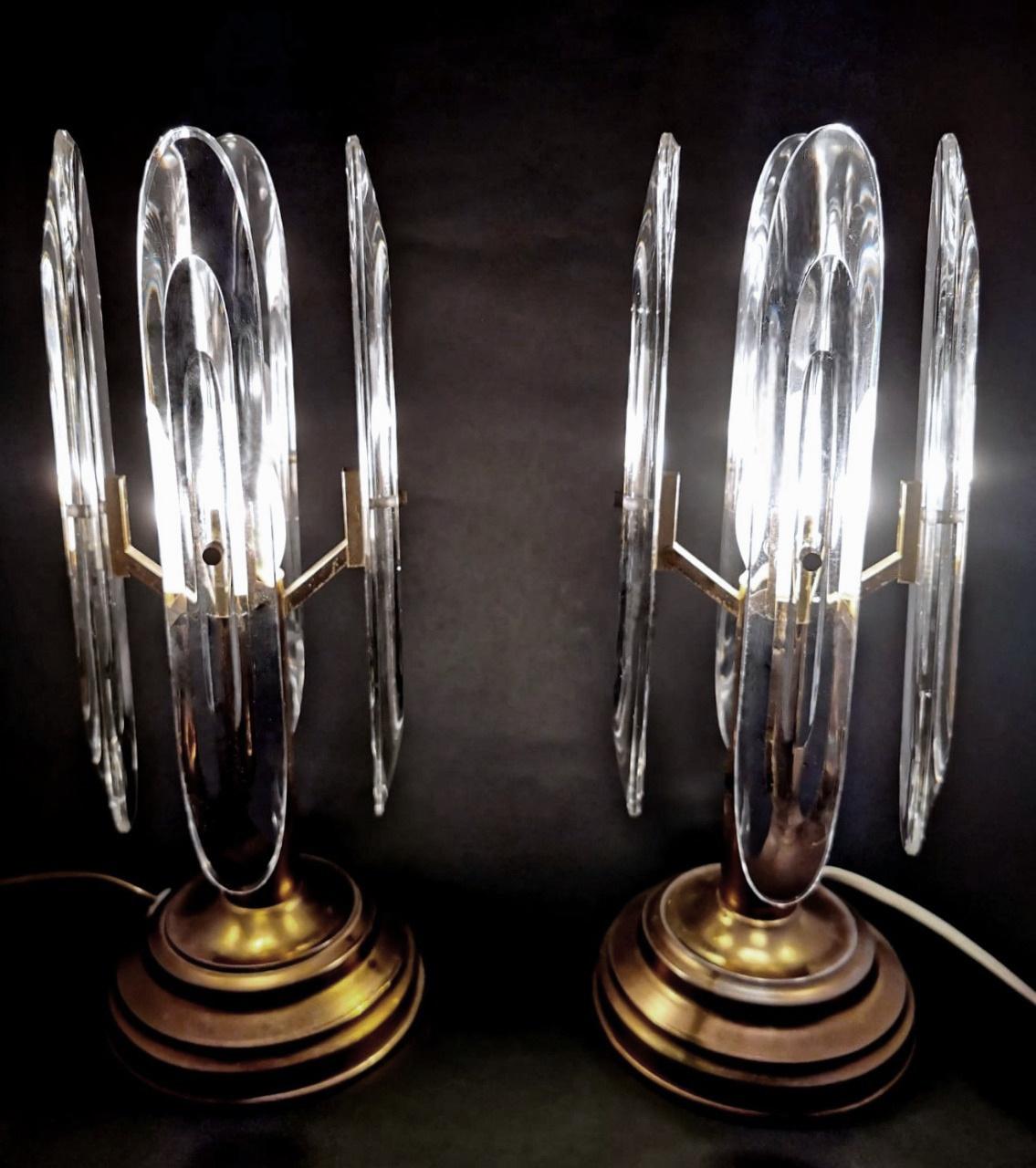 Sciolari Gaetano Pair Of Italian Table Lamps In Brass And Crystal For Sale 6
