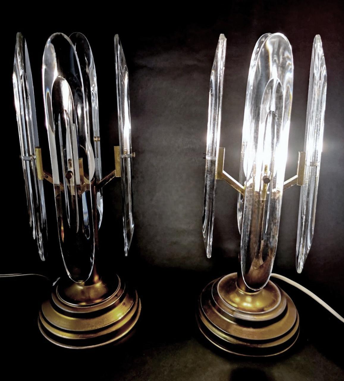 Sciolari Gaetano Pair Of Italian Table Lamps In Brass And Crystal For Sale 7