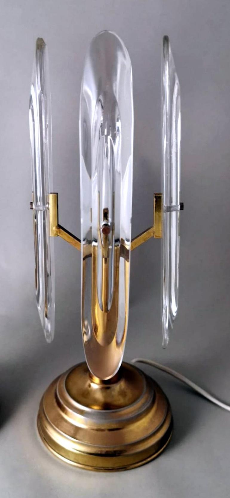 Polished Sciolari Gaetano Pair Of Italian Table Lamps In Brass And Crystal For Sale