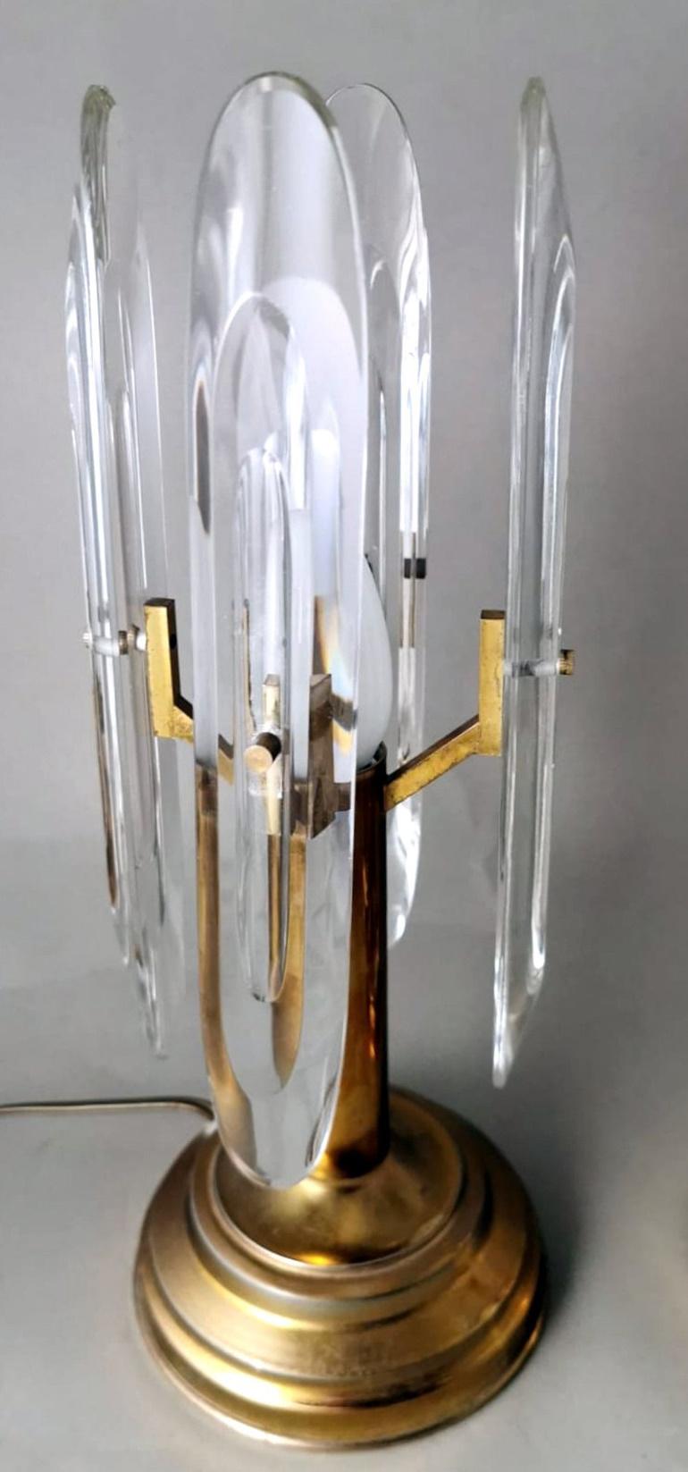 Sciolari Gaetano Pair Of Italian Table Lamps In Brass And Crystal In Good Condition For Sale In Prato, Tuscany