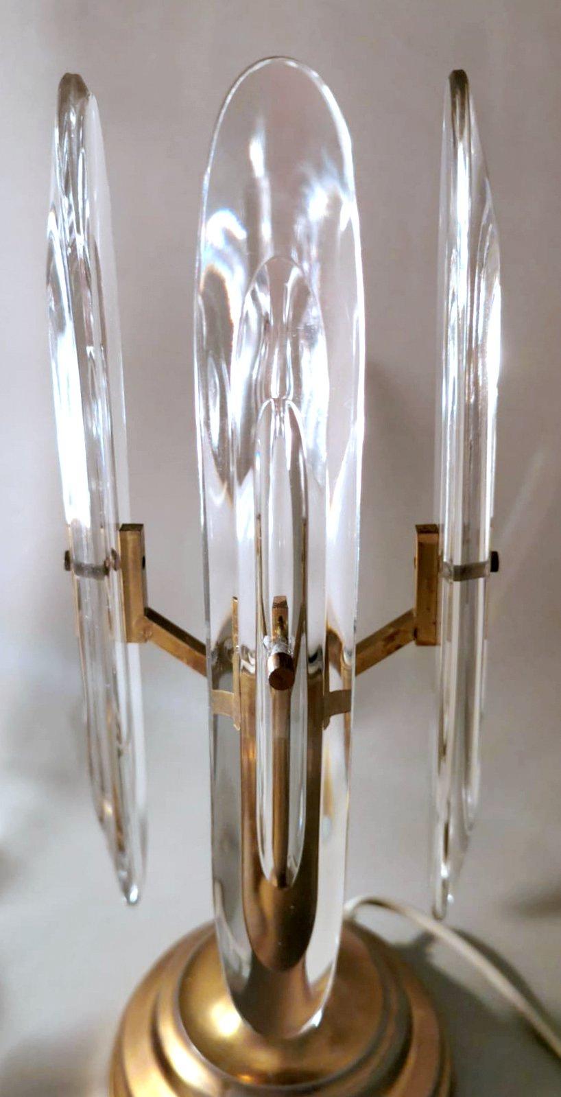 20th Century Sciolari Gaetano Pair Of Italian Table Lamps In Brass And Crystal For Sale