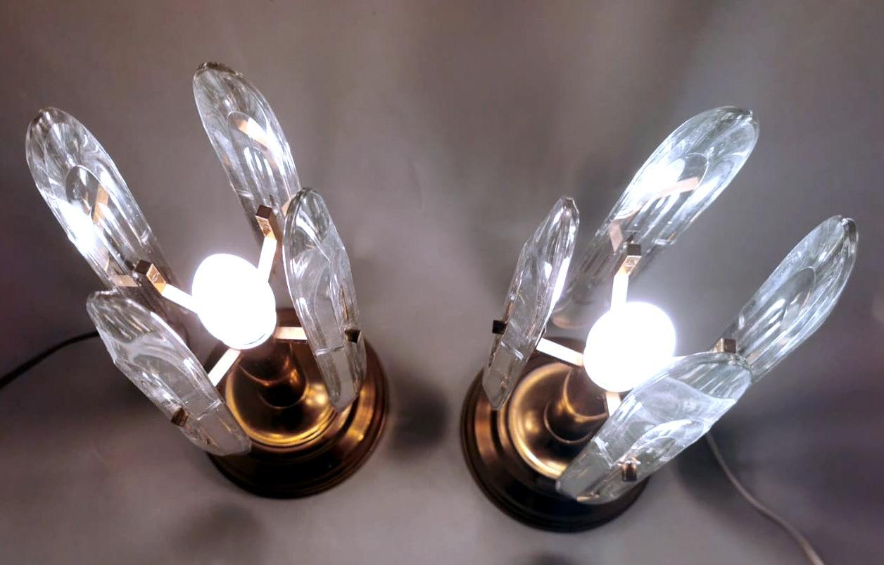 Sciolari Gaetano Pair Of Italian Table Lamps In Brass And Crystal For Sale 2