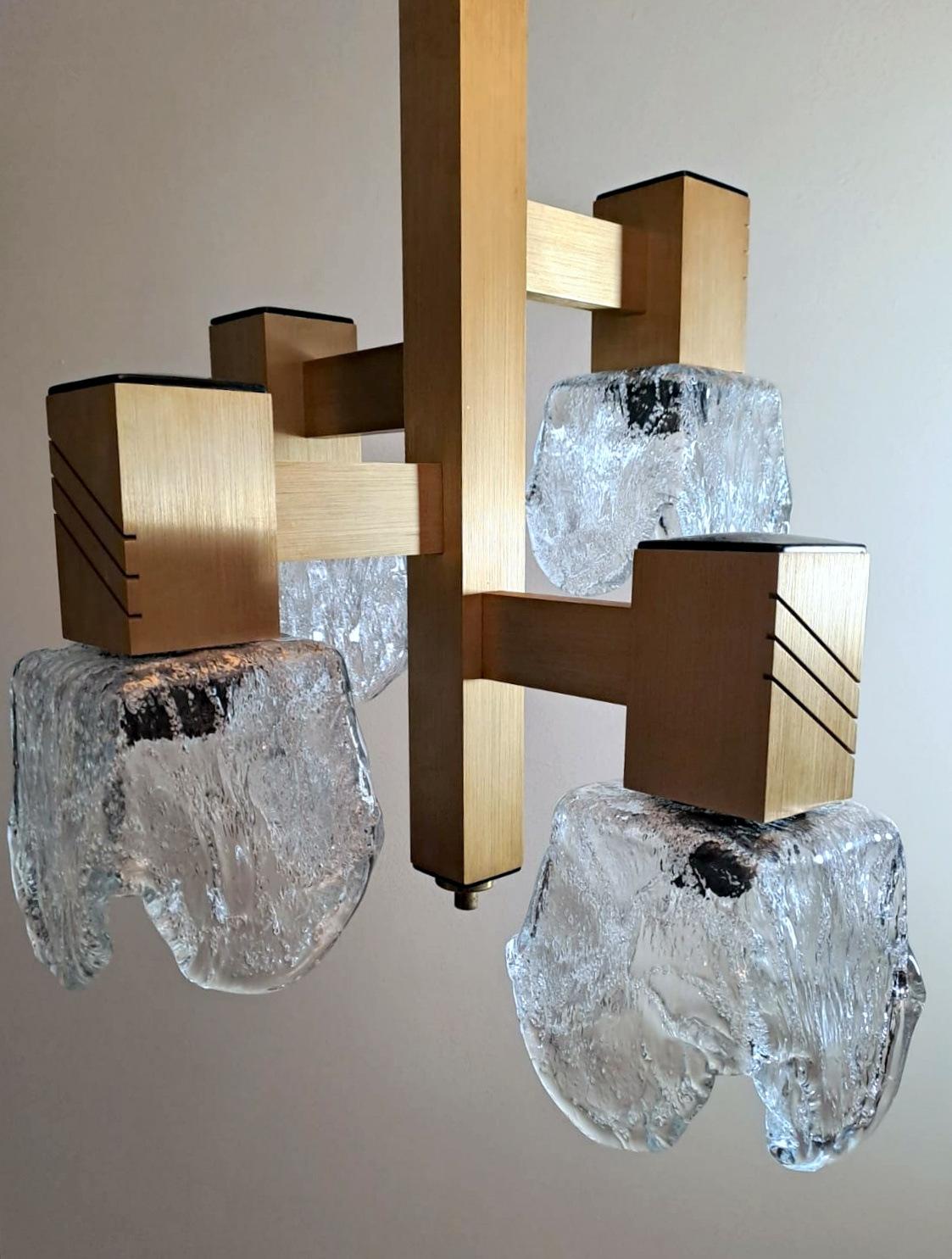 Sciolari Gaetano Style Space Age Chandelier In Aluminum And Half Crystal In Good Condition For Sale In Prato, Tuscany